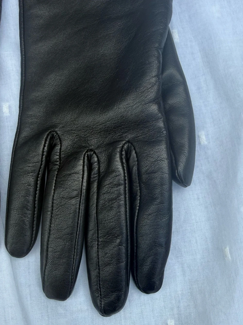 Vintage Beaded Cuff Genuine Leather Gloves Dark Brown Statement Accessories M